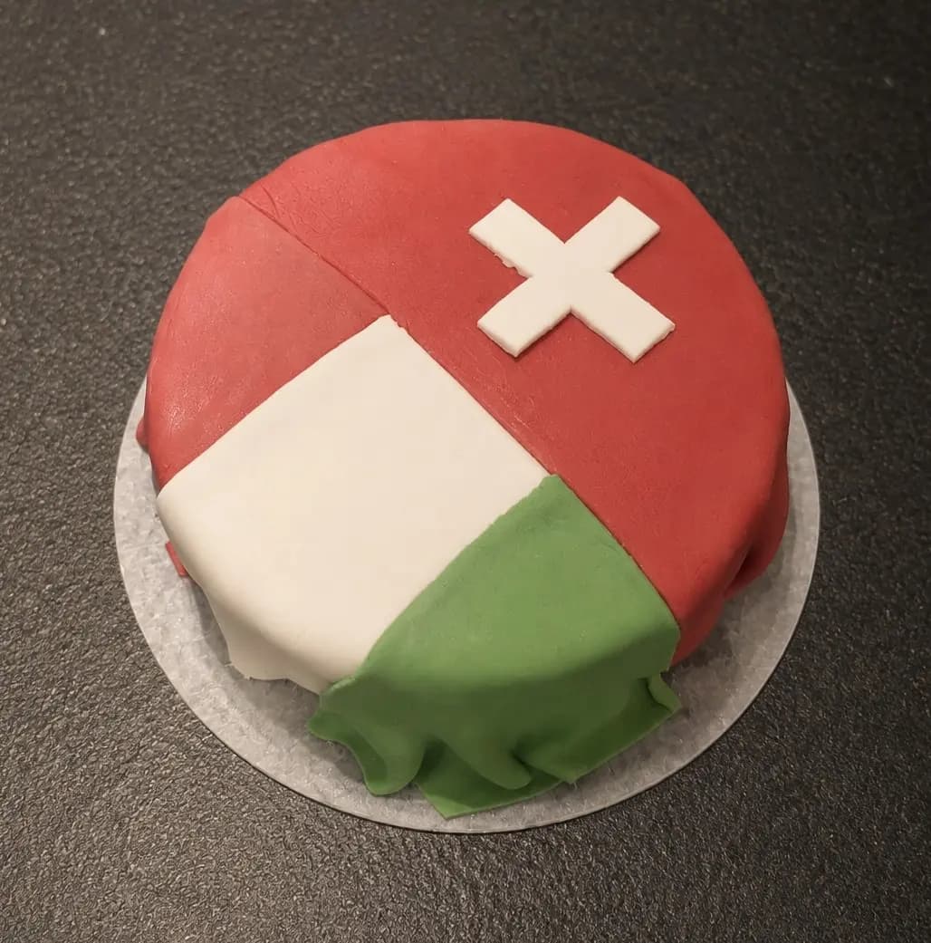 Custom cake with Italy and Switzerland flags