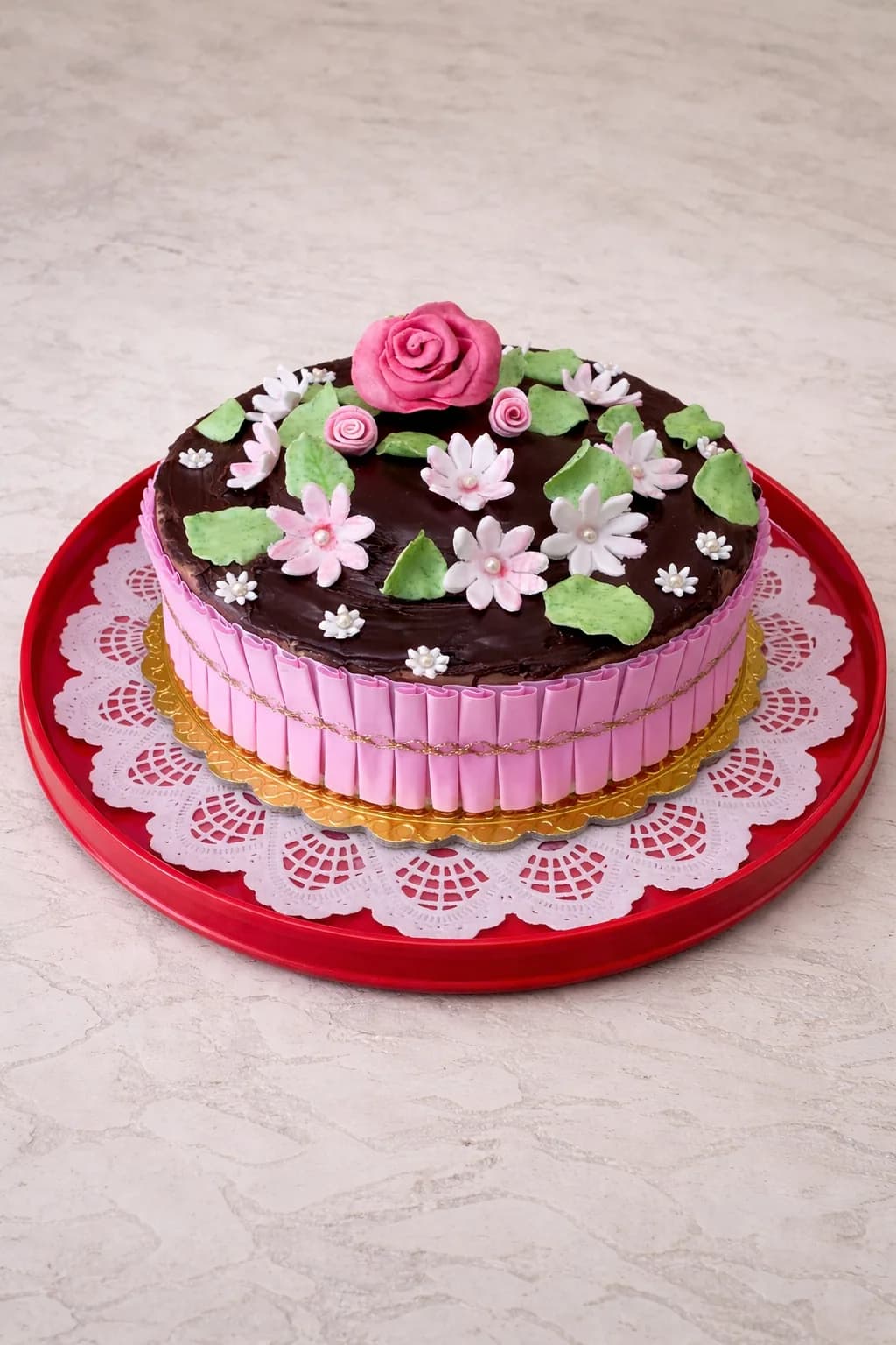 Custom cake with spring decorations